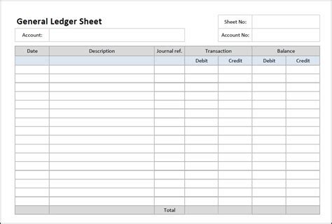 General Ledger Sheet Template | Double Entry Bookkeeping