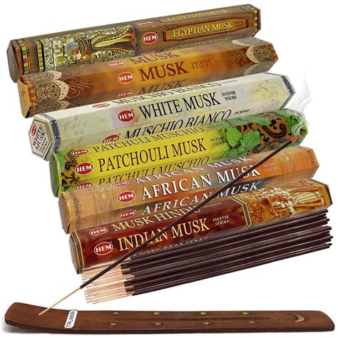 Hem Incense Sticks Variety Pack #17 And Incense Stick Holder Bundle With 6 Musk Fragrances ...