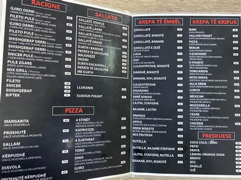 Menu at Fast Food Dino, Elbasan