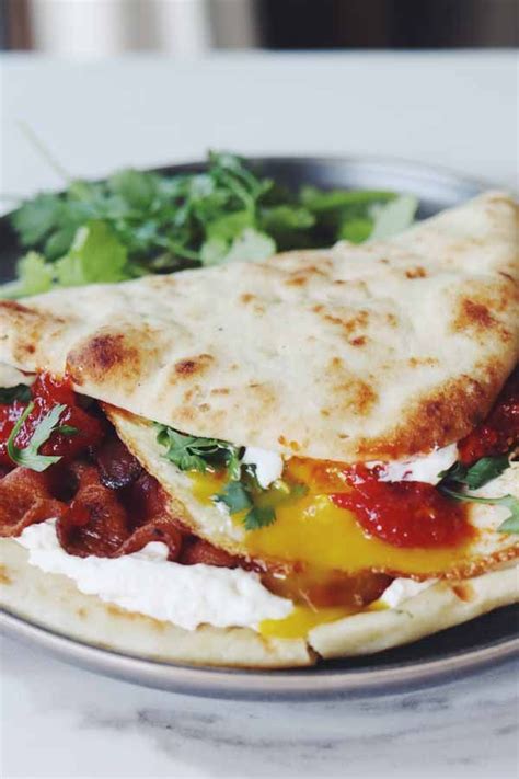 Dishoom's Naan Breakfast Sandwich with Bacon, Cream Cheese, Chili-Tomato Jam & Cilantro | Recipe ...