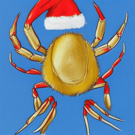 Whimsical Louisiana Blue Crab Sketch Wearing a Santa Claus Hat ...