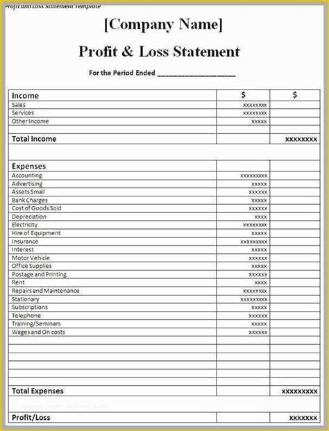 3 Month Profit and Loss Statement Template Free Of 3 Month Profit and ...