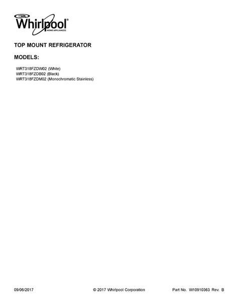 WRT318FZDW02 | V&V Appliance Parts : Appliance Model Lookup