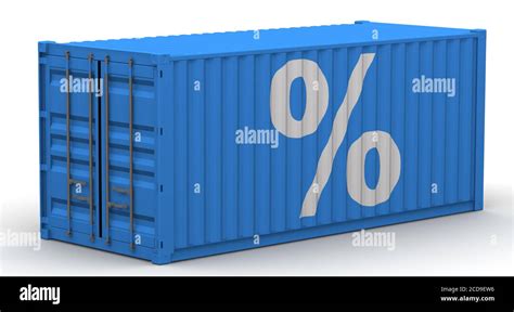 Cargo container filled with percentages. Freight container on a white ...