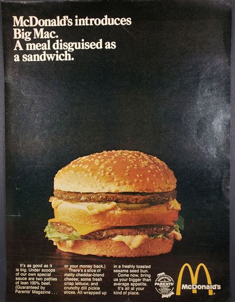 1969 BIG MAC McDonald's Debut Vintage Print Ad Introducing | Etsy | Big mac, Mcdonalds big mac ...