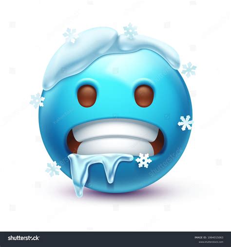 Émoji froid. Émotion de congélation, face : image vectorielle de stock ...