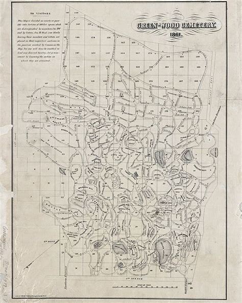 1861 Map of Greenwood Cemetery New York - Etsy | Greenwood cemetery ...