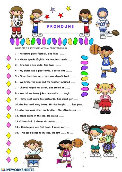 Objective pronouns beginners - Interactive worksheet | Object pronouns, Pronoun worksheets, Pronoun