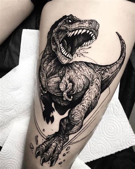 Search inspiration for a Blackwork tattoo. | T rex tattoo, Dinosaur tattoos, Picture tattoos