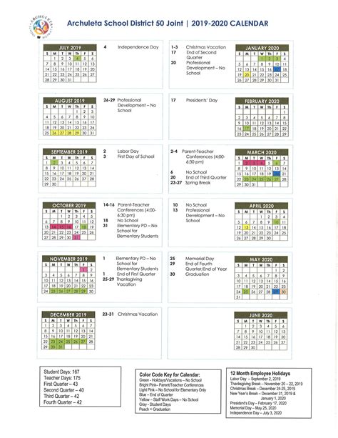 District Calendar – Parents/Students – Pagosa Springs Elementary School