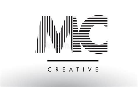 MC M C Black and White Lines Letter Logo Design. Stock Vector ...