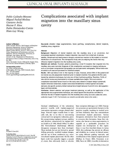 (PDF) Complications associated with implant migration into the maxillary sinus cavity | Gustavo ...