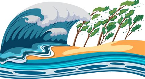 Tsunami ocean wave scene 10517021 Vector Art at Vecteezy