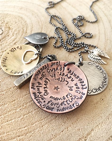 Remembrance Jewelry, Loss of Loved One Gift, Hand Stamped Memorial Gift, Personalised Necklace ...