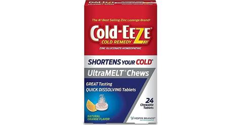 Cold-Eeze UltraMELT Chewable Tablets, Natural Orange Flavor Orange 24.0 ...