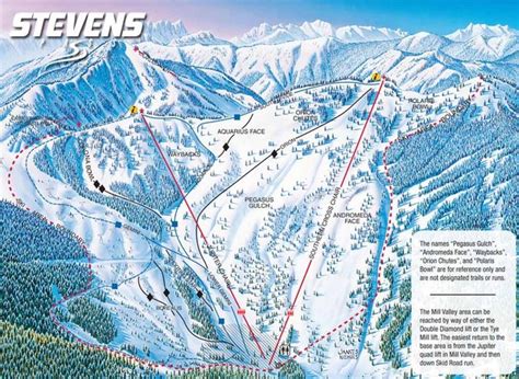 Stevens Pass Ski Area Stevens Pass Mill Valley Back side Ski Trail Map - Washington United ...