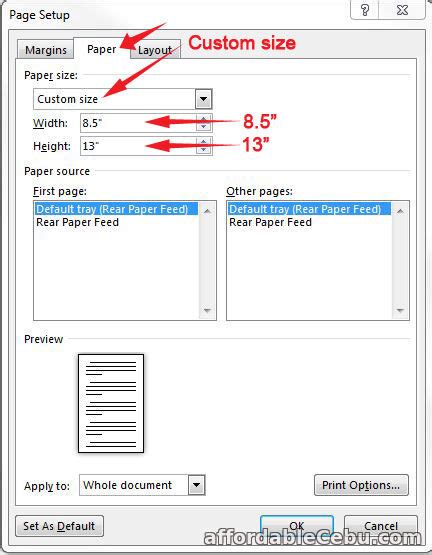 Long Paper Size In Ms Word