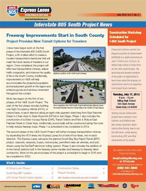 What Is Happening In The 805 Freeway - Construction - South Bay | Kali ...