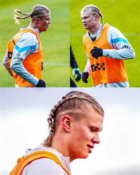 Haaland's new hairstyle! 🇳🇴👀 | Hair styles, New hair, Manchester city football club