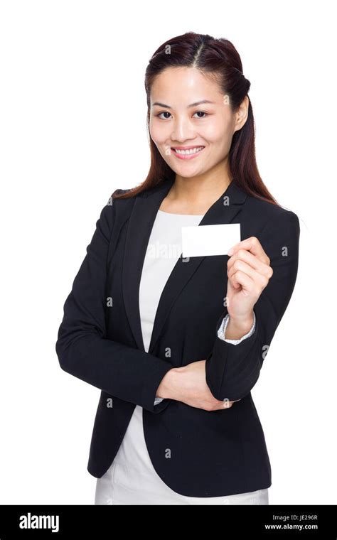 Businesswoman with name card Stock Photo - Alamy