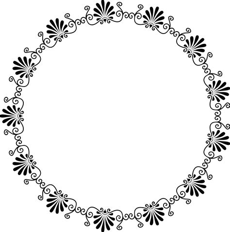 Free Clipart Of A fancy black and white greek vignette design frame