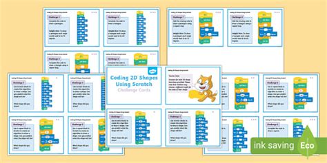 Coding 2D Shapes Using Scratch Challenge Cards - Computing