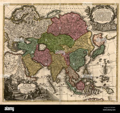 Wall Décor Home Décor MP425 17th Century Antique Map of Asia 1700 Map Of The Coastes Of Asia Old ...