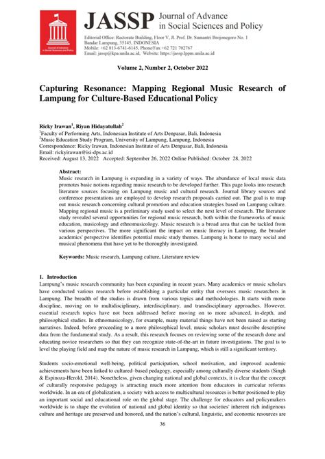 (PDF) Capturing Resonance: Mapping Regional Music Research of Lampung for Culture-Based ...