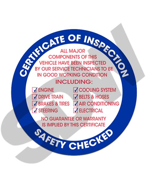 Vehicle Information: Inspection Stickers 4-7740 – SDW