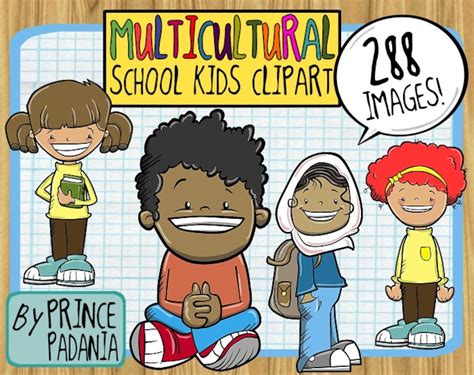 Multicultural School Kids / Students / Children Clip Art - Etsy