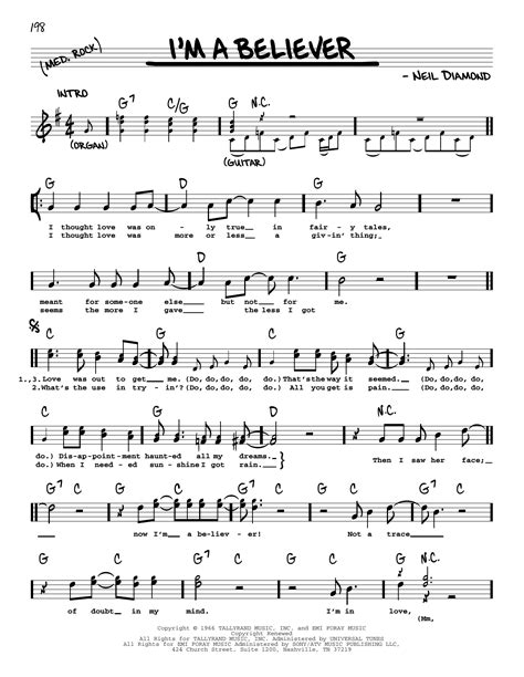 I'm A Believer Sheet Music The Monkees Real Book – Melody, Lyrics Chords