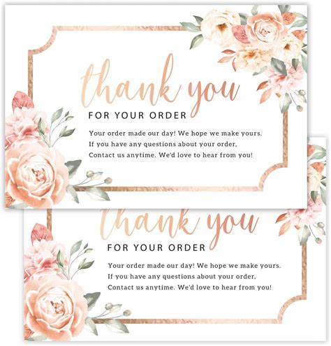 Amazon.com : 50 PCS Thank You for Your Order Cards - Customer Thank You Cards-Vintage Floral ...