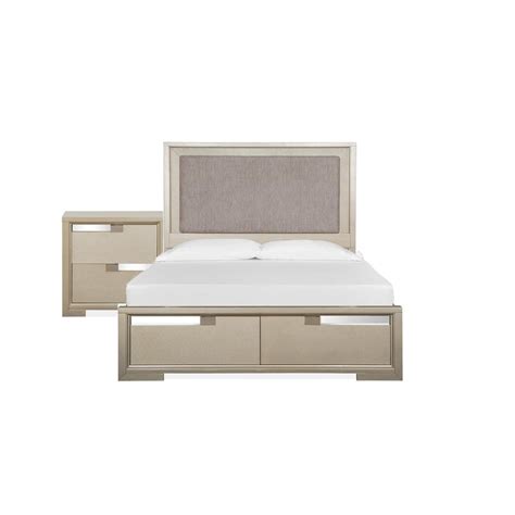 Magnussen Furniture Chantelle 2pc Upholstered Panel Storage Bedroom Set in Champagne