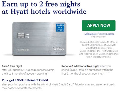 New Offer for Chase Hyatt Card, Two Free Nights and $50 Statement ...