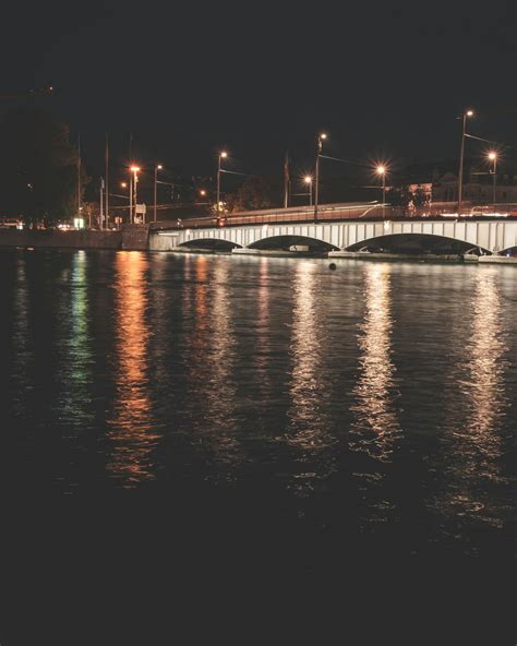 Bridge over river at night · Free Stock Photo