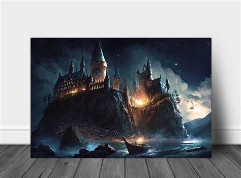 Wizardry School Painting Print Wizard Academy Painting Wizarding Boat ...