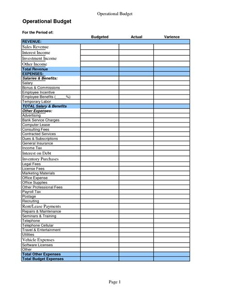 8 Best Images of Small Business Budget Template Printable - Small ...