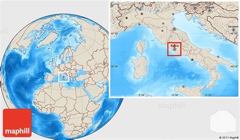 Shaded Relief Location Map of Holy See (Vatican City)