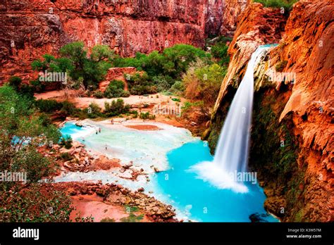 The Havasu Falls in the Havasupai Indian Reservation - Grand Canyon Stock Photo - Alamy