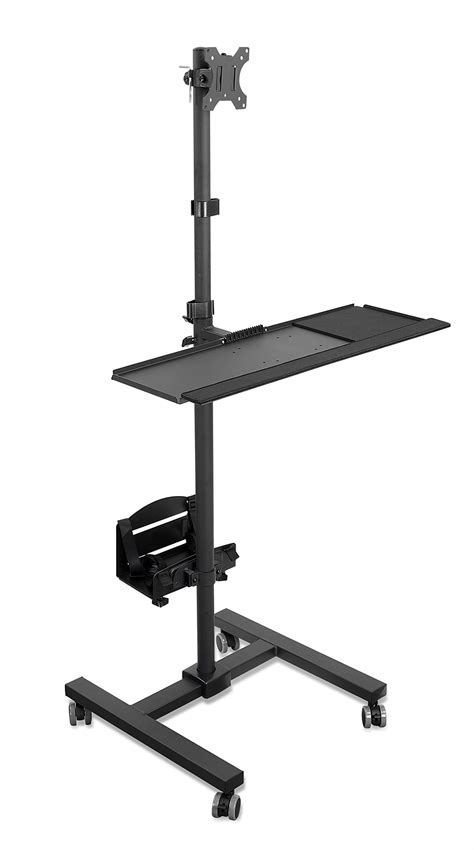 Mount-It! Rolling Computer Cart, Mobile Workstation with Tray Monitor Mount and CPU Holder ...