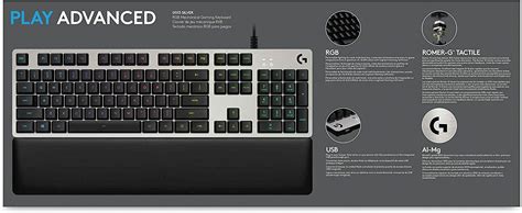 Logitech G513 SILVER RGB Wired Gaming Keyboard Romer G Tactile Switch 920-008721