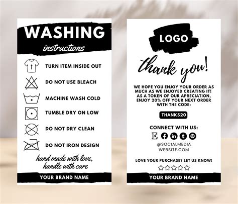 Editable T Shirt Washing Instructions Card Template Canva - Etsy