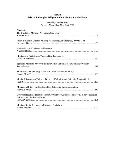 (PDF) Monism: Science, Philosophy, Religion, and the History of a Worldview