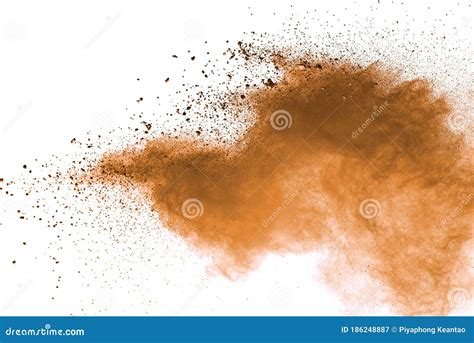 Abstract of Brown Powder Explosion on White Background. Stock Image - Image of design, isolated ...