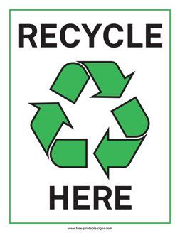 Printable Recycle Here sign | Recycle sign, Printable signs, Recycling