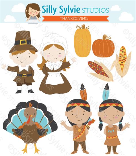 Thanksgiving Clip Art: Pilgrims Turkey by SillySylvieStudios