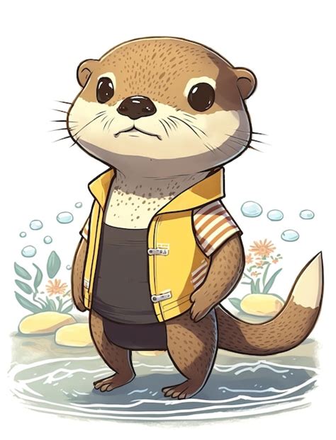 Premium Photo | A cartoon image of a otter wearing a vest that says'otter'on it