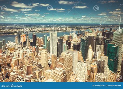 New York City Manhattan Skyline Aerial View Editorial Stock Image ...