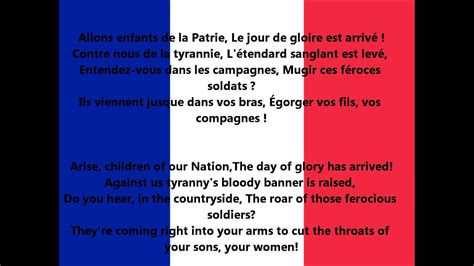 La Marseillaise - Anthem of France (lyrics) - YouTube