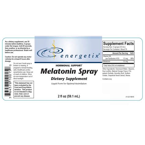 Melatonin Spray | Liquid Form for Optimal Assimilation | Energetix